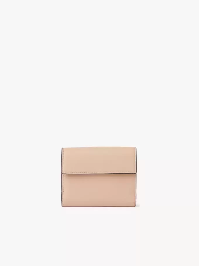 Petite enveloppe à trois volets en cuir grainé