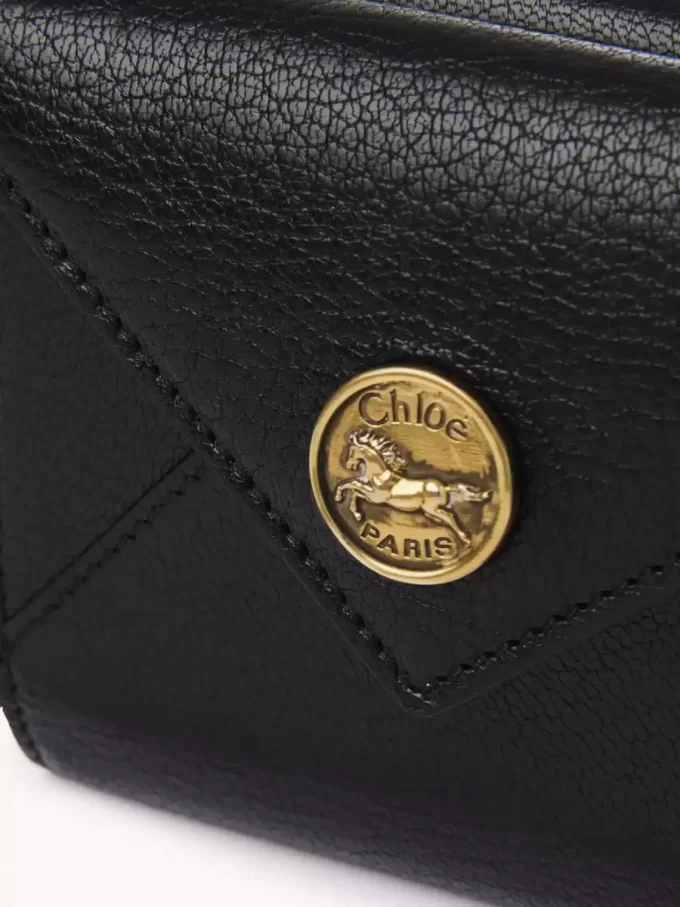 Petite enveloppe à trois volets en cuir grainé