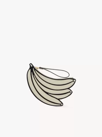 Pochette plate banane en cuir grainé