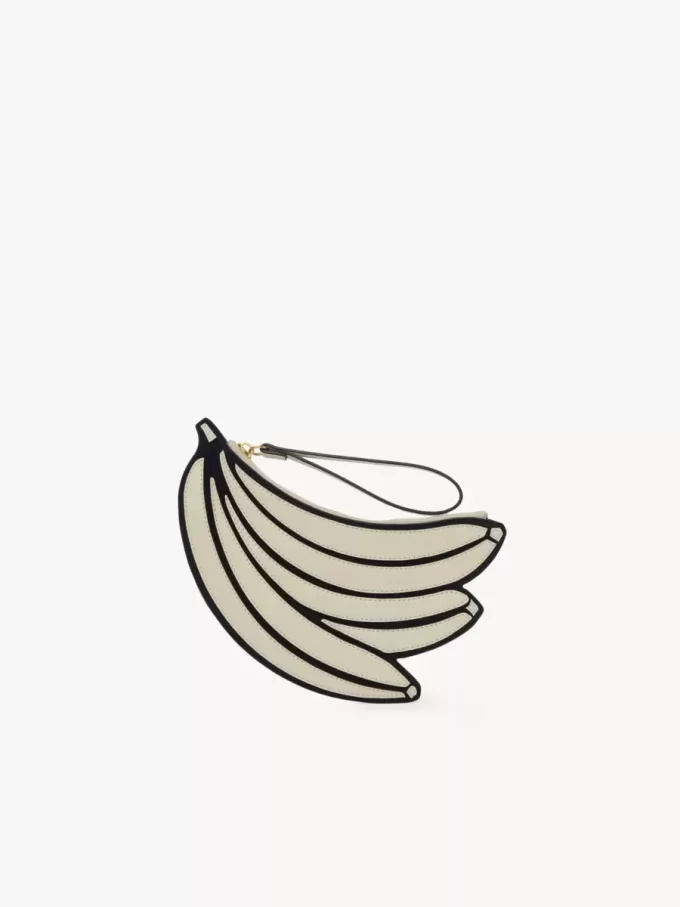 Pochette plate banane en cuir grainé