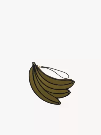 Pochette plate banane en cuir grainé