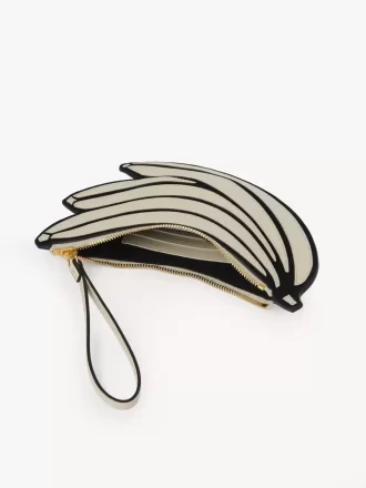 Pochette plate banane en cuir grainé