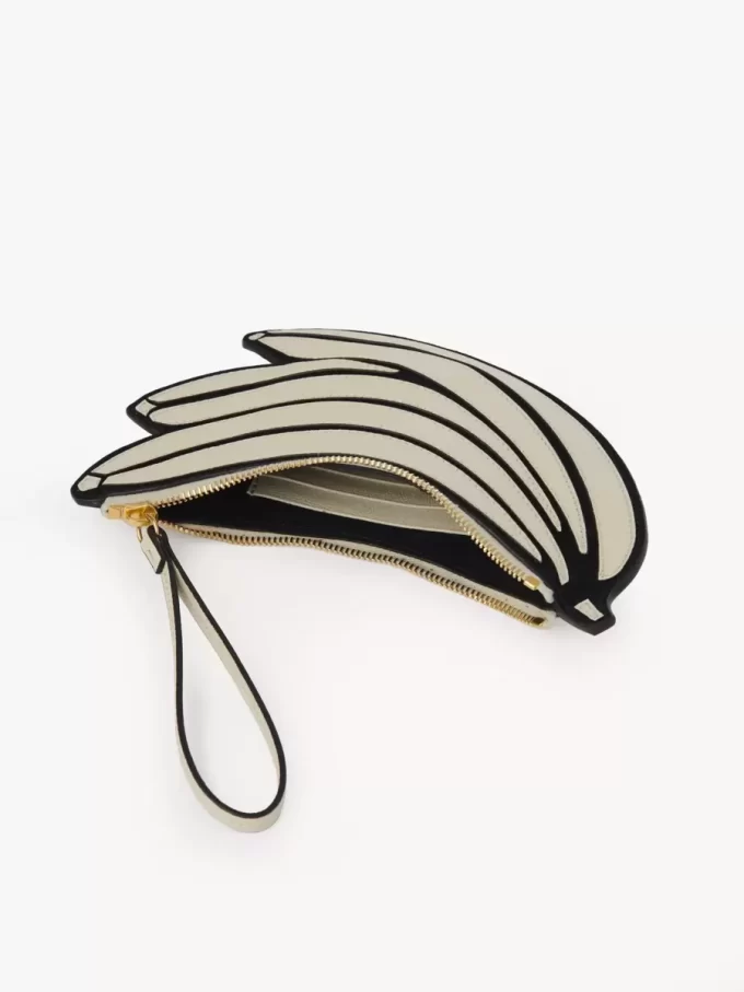 Pochette plate banane en cuir grainé