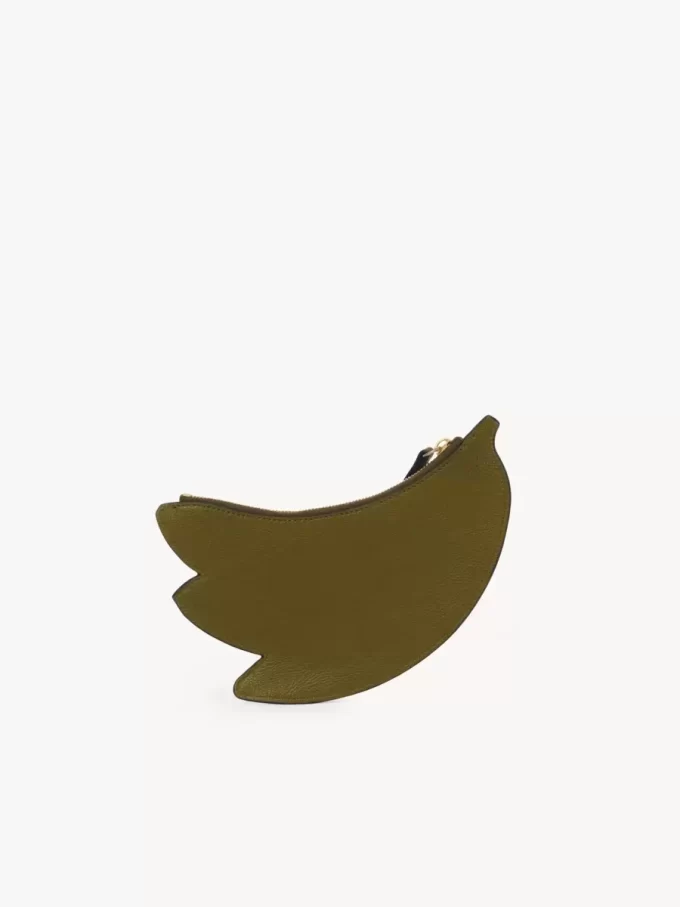 Pochette plate banane en cuir grainé