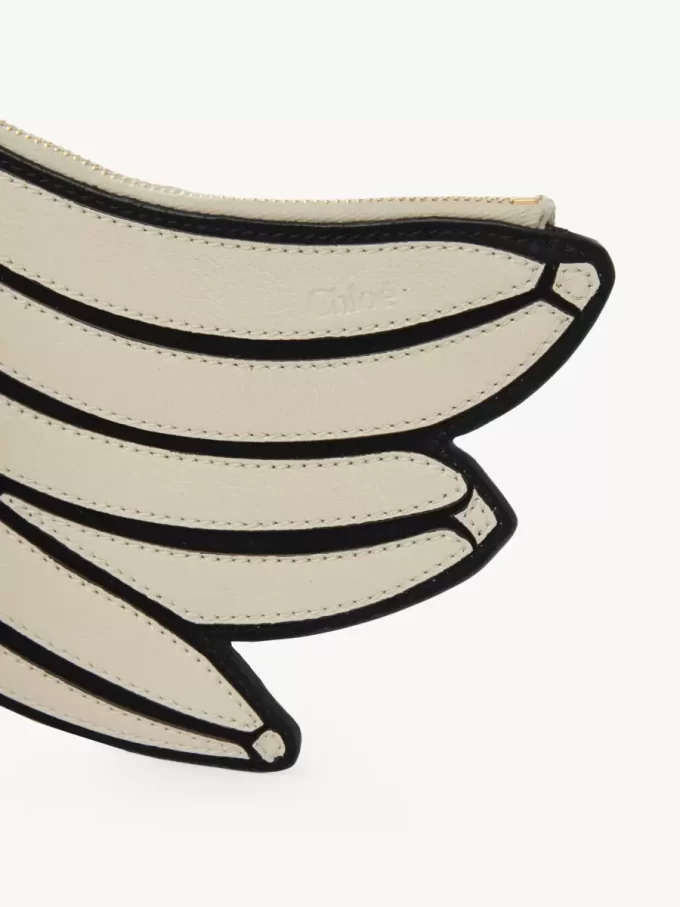 Pochette plate banane en cuir grainé