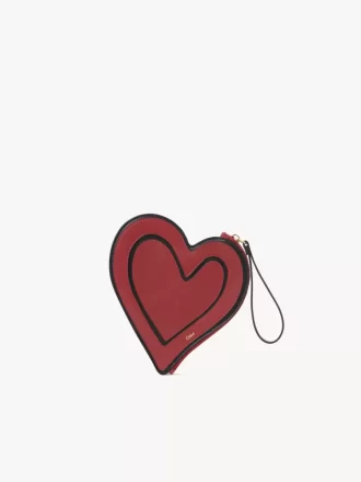 Pochette plate Chloé Symbols Heart en cuir grainé