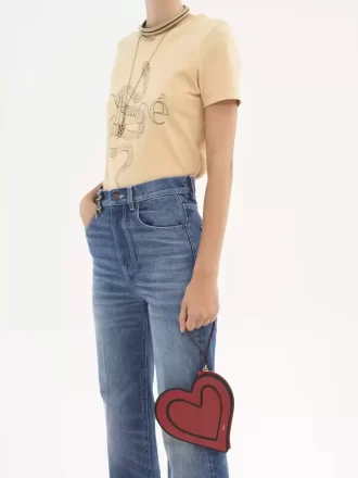 Pochette plate Chloé Symbols Heart en cuir grainé