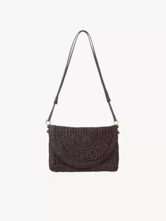 Pochette plate Summer Banana avec bandoulière en raphia