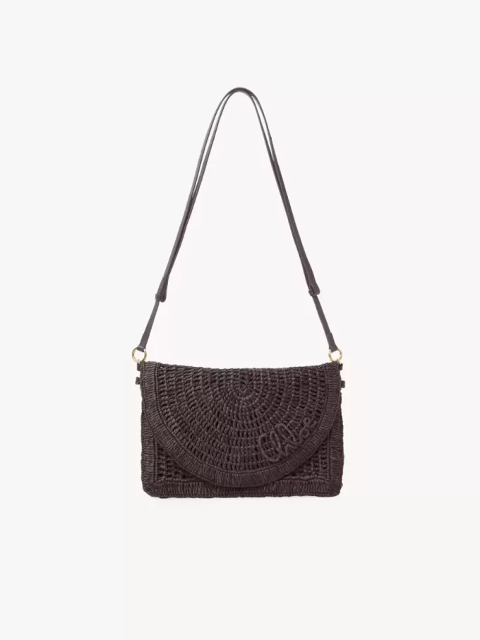 Pochette plate Summer Banana avec bandoulière en raphia