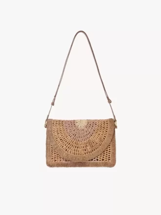 Pochette plate Summer Banana avec bandoulière en raphia