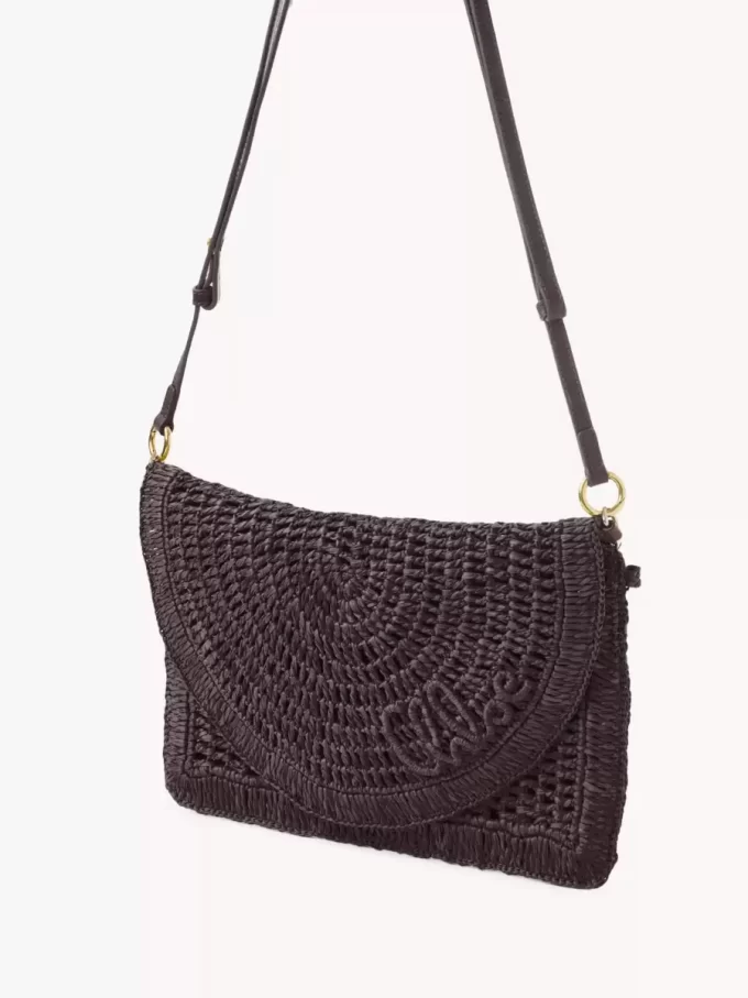 Pochette plate Summer Banana avec bandoulière en raphia