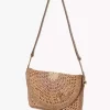 Pochette plate Summer Banana avec bandoulière en raphia