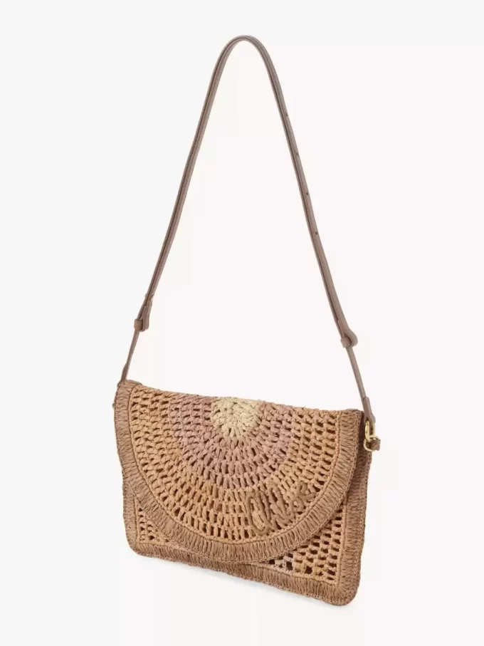 Pochette plate Summer Banana avec bandoulière en raphia
