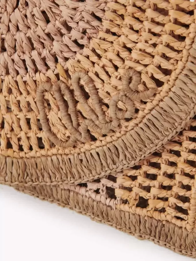 Pochette plate Summer Banana avec bandoulière en raphia
