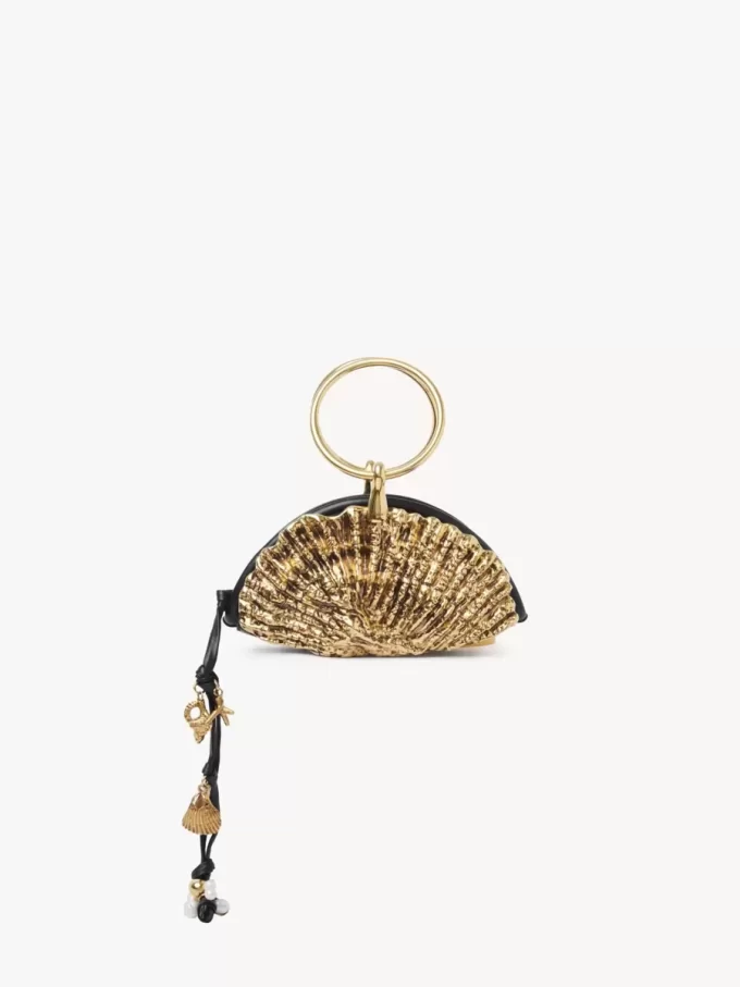 Pochette zippée Sea Treasures Shell en cuir souple et métal