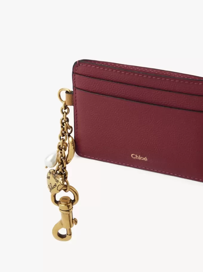 Porte-cartes Chloé Charms en cuir grainé