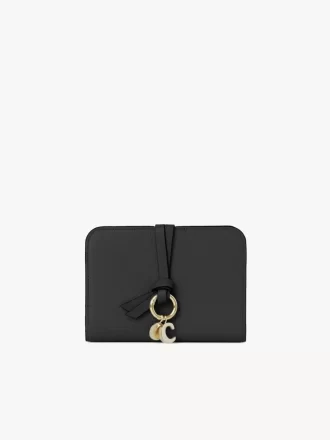 Portefeuille à deux volets Alphabet en cuir grainé