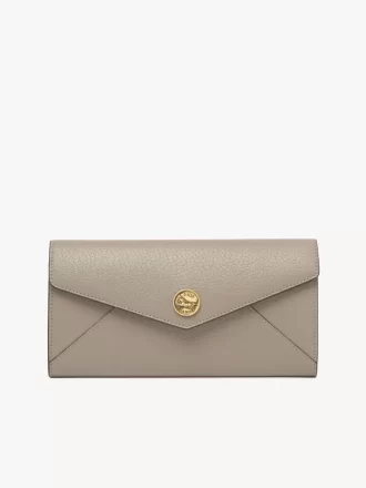 Portefeuille long enveloppe à rabat en cuir grainé