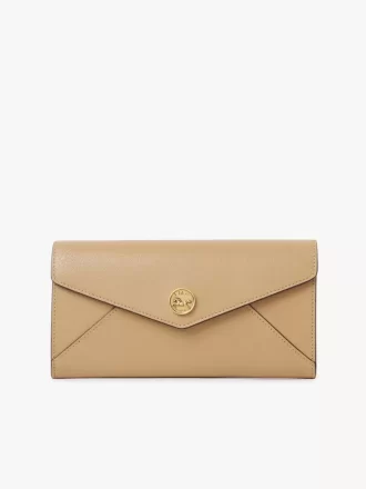 Portefeuille long enveloppe à rabat en cuir grainé