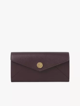 Portefeuille long enveloppe à rabat en cuir grainé