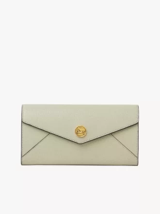 Portefeuille long enveloppe à rabat en cuir grainé