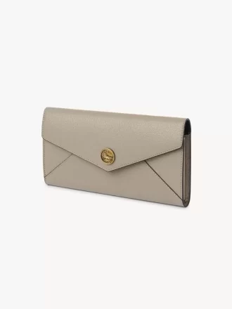 Portefeuille long enveloppe à rabat en cuir grainé