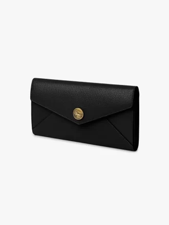 Portefeuille long enveloppe à rabat en cuir grainé