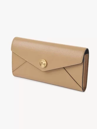 Portefeuille long enveloppe à rabat en cuir grainé