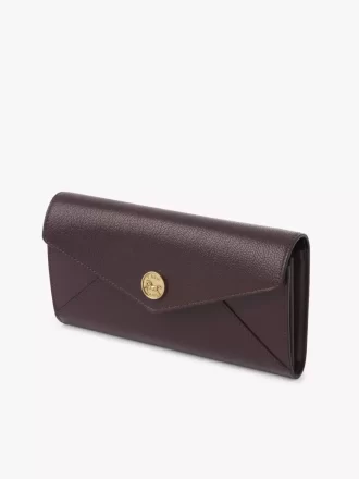 Portefeuille long enveloppe à rabat en cuir grainé