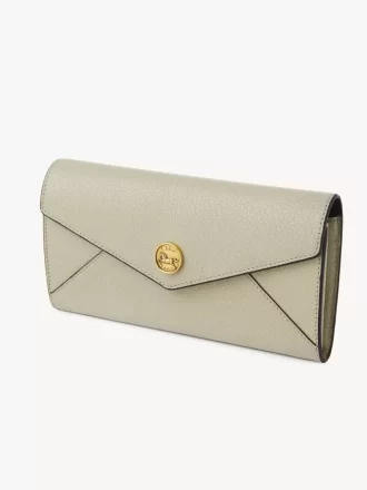 Portefeuille long enveloppe à rabat en cuir grainé