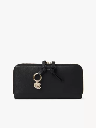 Portefeuille long zippé Alphabet en cuir grainé