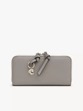 Portefeuille long zippé Alphabet en cuir grainé