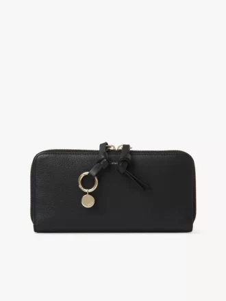 Portefeuille long zippé Alphabet en cuir grainé