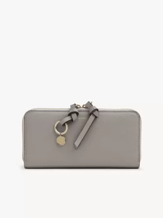 Portefeuille long zippé Alphabet en cuir grainé