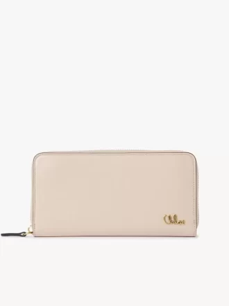 Portefeuille long zippé Chloé Iconic en cuir brillant