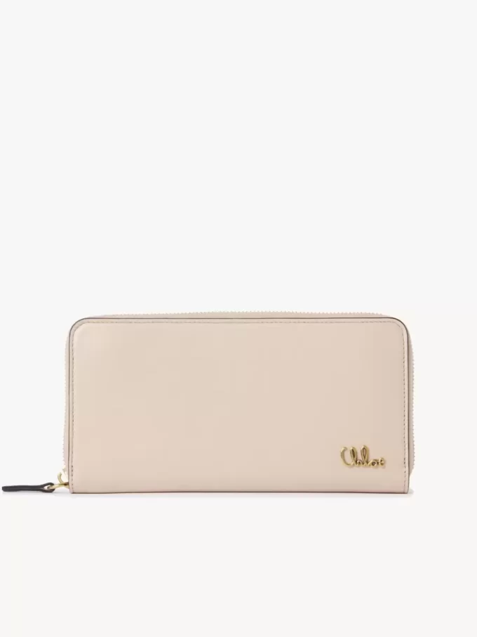 Portefeuille long zippé Chloé Iconic en cuir brillant