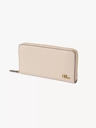 Portefeuille long zippé Chloé Iconic en cuir brillant