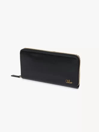 Portefeuille long zippé Chloé Iconic en cuir brillant