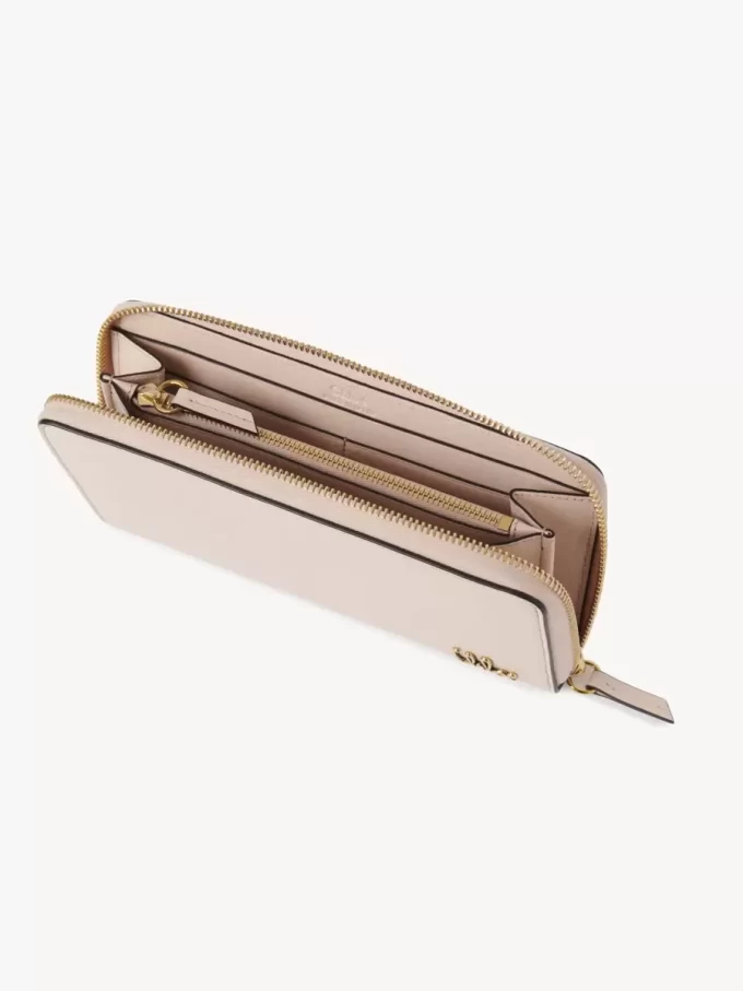 Portefeuille long zippé Chloé Iconic en cuir brillant