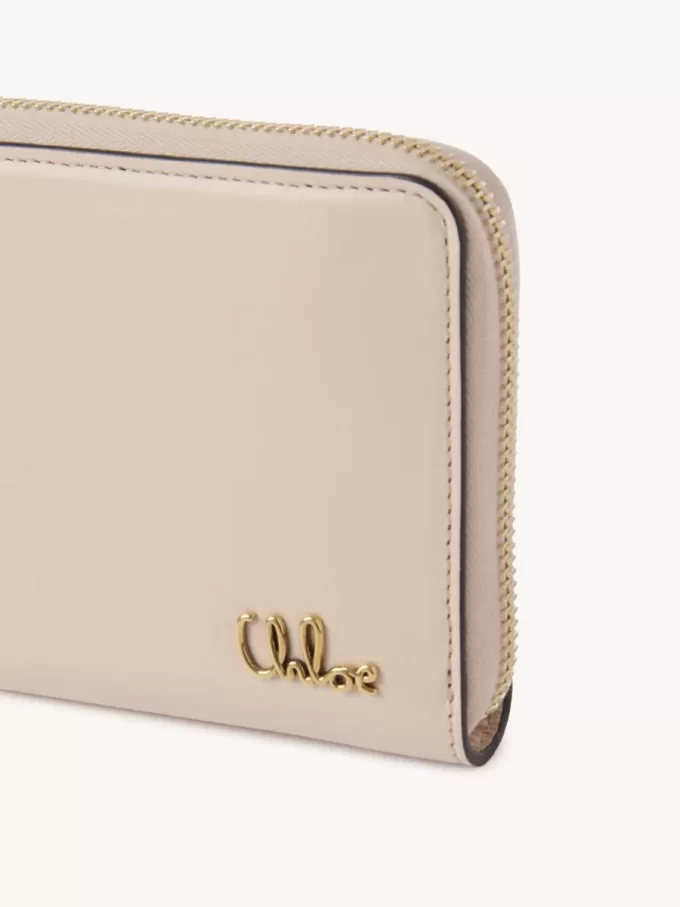 Portefeuille long zippé Chloé Iconic en cuir brillant