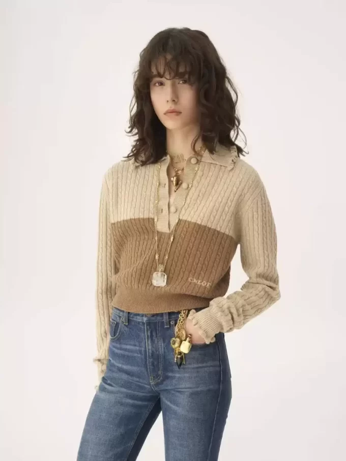 Pull col en maille laine et cachemire Pull col en maille laine et cachemire