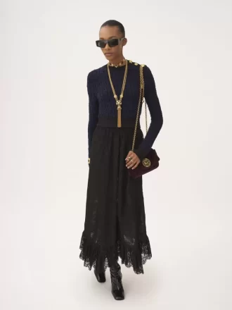 Pull col montant boxy en tricot de laine et soie