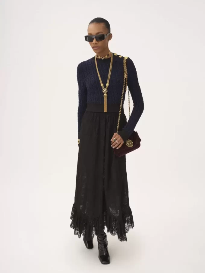 Pull col montant boxy en tricot de laine et soie Pull col montant boxy en tricot de laine et soie