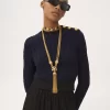 Pull col montant boxy en tricot de laine et soie Pull col montant boxy en tricot de laine et soie