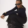 Pull col montant boxy en tricot de laine et soie Pull col montant boxy en tricot de laine et soie