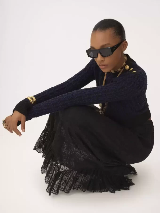 Pull col montant boxy en tricot de laine et soie Pull col montant boxy en tricot de laine et soie