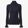 Pull col roulé ajusté en maille coton et laine Pull col roulé ajusté en maille coton et laine