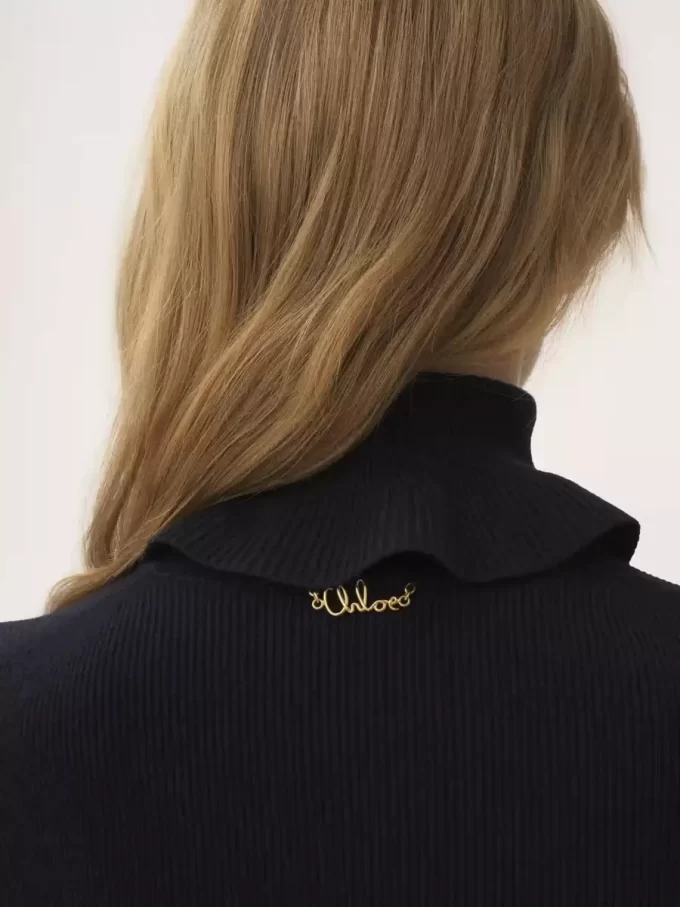 Pull col roulé ajusté en maille coton et laine Pull col roulé ajusté en maille coton et laine