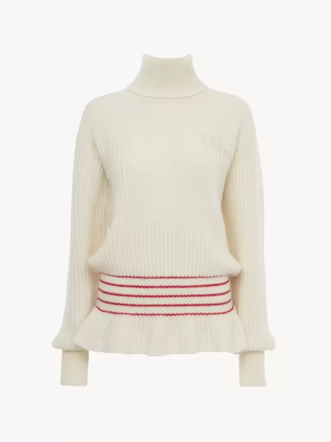 Pull col roulé oversize à logo en maille de laine et mohair Pull col roulé oversize à logo en maille de laine et mohair