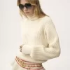 Pull col roulé oversize à logo en maille de laine et mohair Pull col roulé oversize à logo en maille de laine et mohair